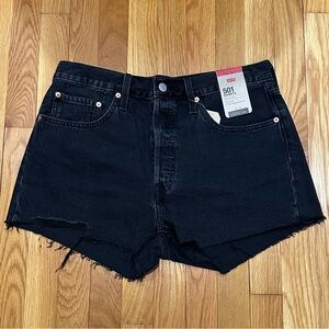 Levi 501 Black Denim Shorts